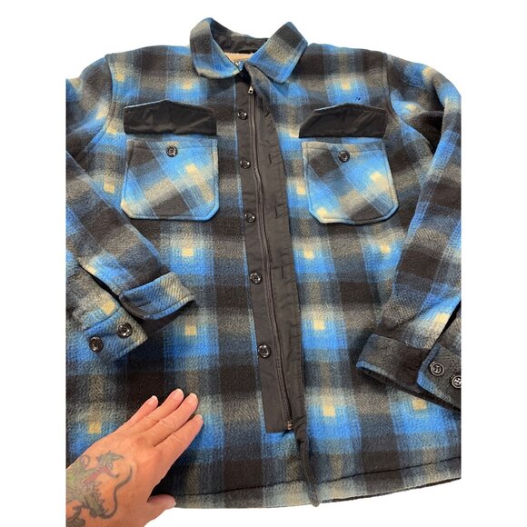Maxxsel Mens Sherpa-Lined Buffalo Plaid Jacket Blue/Black XL SKU 9337 - Picture 3 of 16